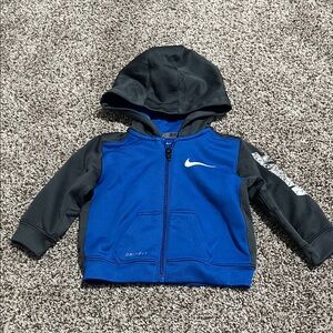 Nike Baby Boy Blue & Black Hooded Zip Sweatshirt Size 3-6 Month